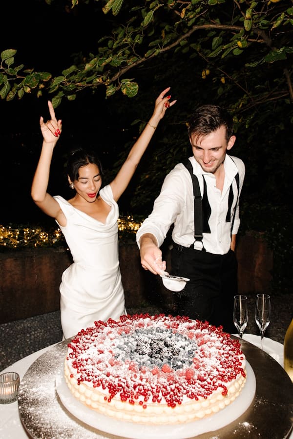Italian wedding catering — multi-course dinner at villa